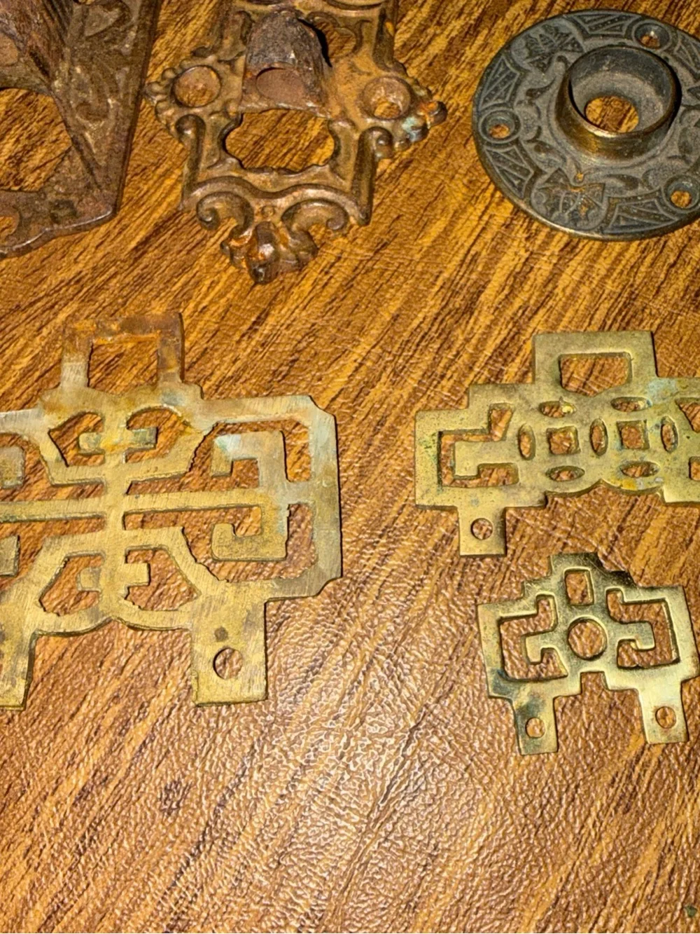 Vintage Decorative Brass and Rust Accent Plates - Multi-Color